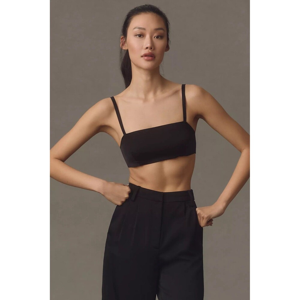 By Anthropologie NWT Gathered Elastic Back Adjustable Straps Satin Micro Bra L
